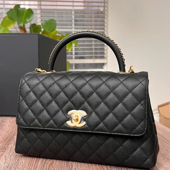 Brand New Coco Chanel Flapbag with handle, v b/black with dust bag and box. - Picture 2 of 15